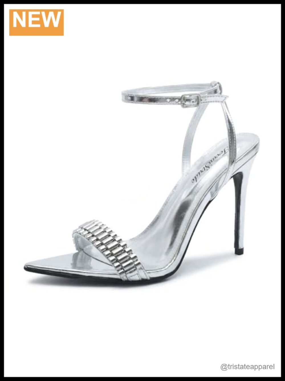 TerraStride Women's Pointed Toe Stiletto Heels Patent Leather Ankle Strap